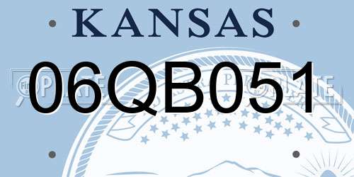 06QB051 Kansas License Plate