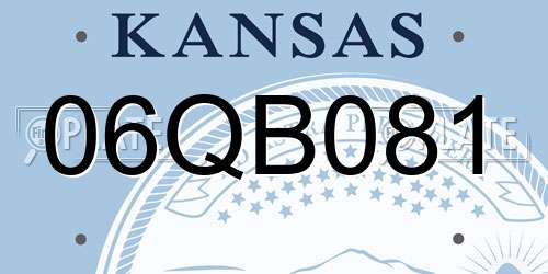 06QB081 Kansas License Plate