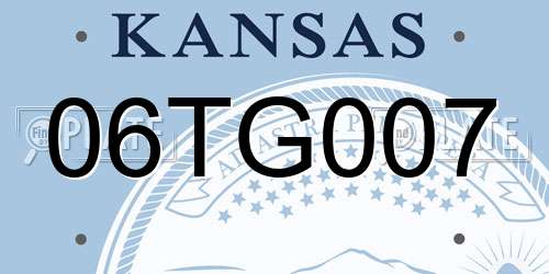 06TG007 Kansas License Plate