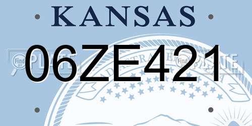 06ZE421 Kansas License Plate