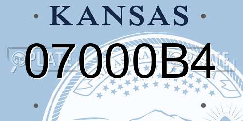 07000B4 Kansas License Plate