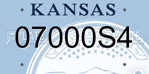 07000S4 Kansas License Plate