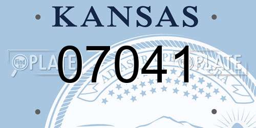 07041 Kansas License Plate
