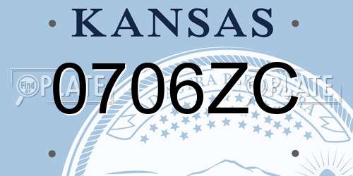 0706ZC Kansas License Plate