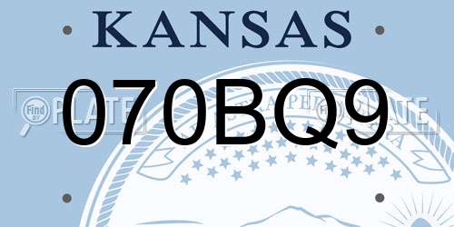070BQ9 Kansas License Plate