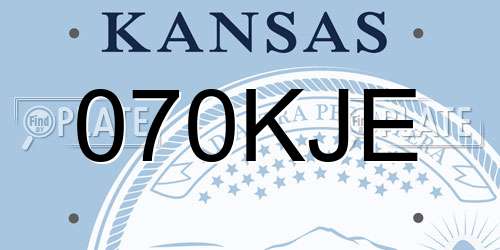 070KJE Kansas License Plate