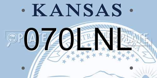 070LNL Kansas License Plate