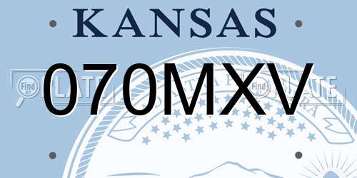 070MXV Kansas License Plate