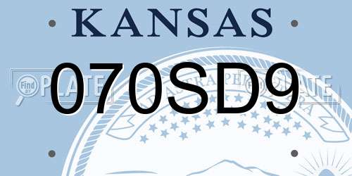 070SD9 Kansas License Plate