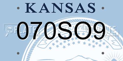070SO9 Kansas License Plate