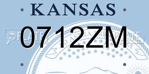 0712ZM Kansas License Plate