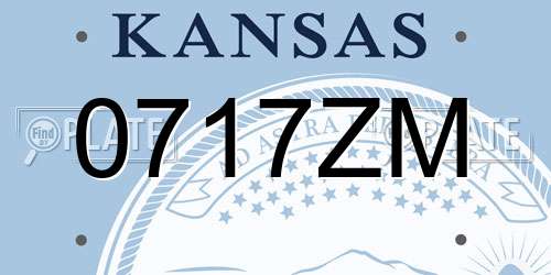 0717ZM Kansas License Plate
