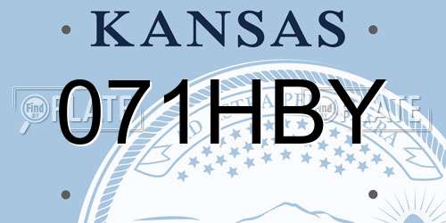 071HBY Kansas License Plate
