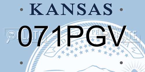 071PGV Kansas License Plate
