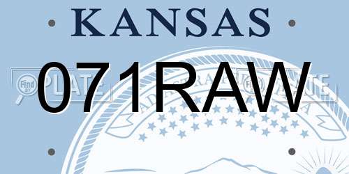 071RAW Kansas License Plate
