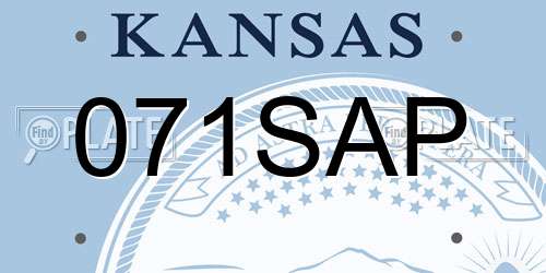 071SAP Kansas License Plate