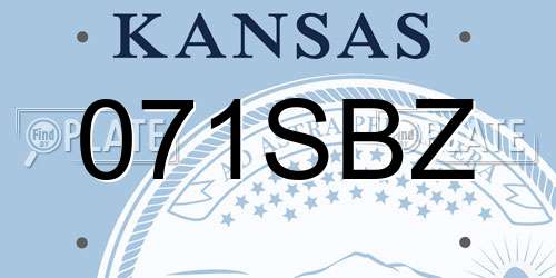 071SBZ Kansas License Plate