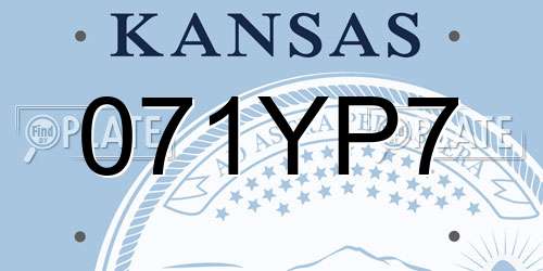 071YP7 Kansas License Plate