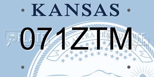 071ZTM Kansas License Plate