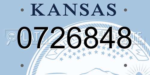 0726848 Kansas License Plate