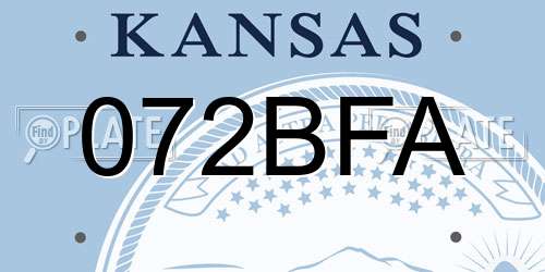 072BFA Kansas License Plate