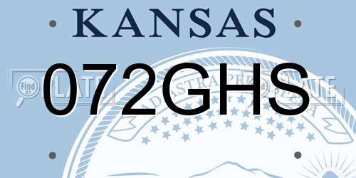 072GHS Kansas License Plate
