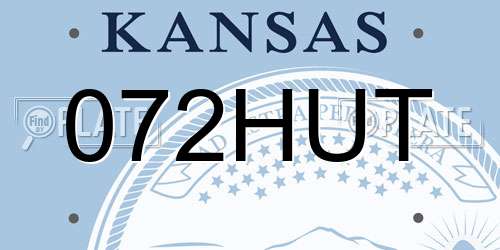 072HUT Kansas License Plate