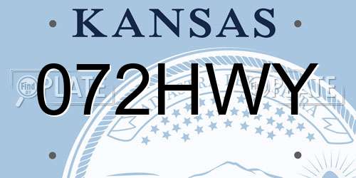 072HWY Kansas License Plate