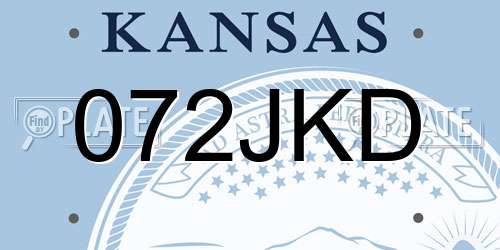 072JKD Kansas License Plate