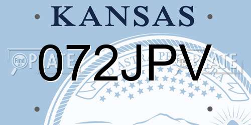 072JPV Kansas License Plate