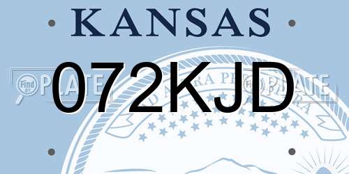 072KJD Kansas License Plate