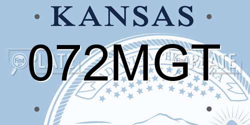 072MGT Kansas License Plate