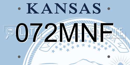 072MNF Kansas License Plate