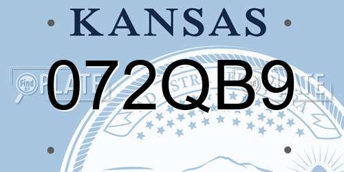 072QB9 Kansas License Plate