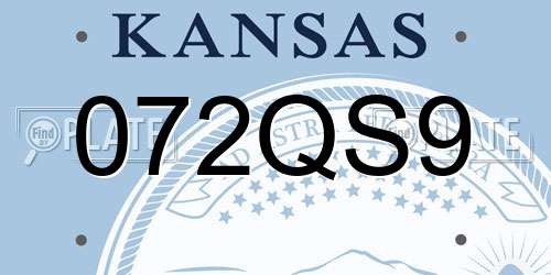 072QS9 Kansas License Plate