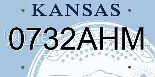 0732AHM Kansas License Plate