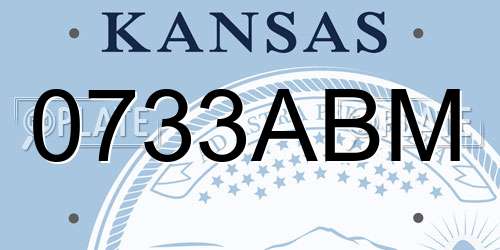 0733ABM Kansas License Plate