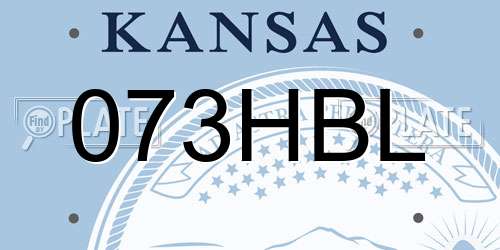 073HBL Kansas License Plate