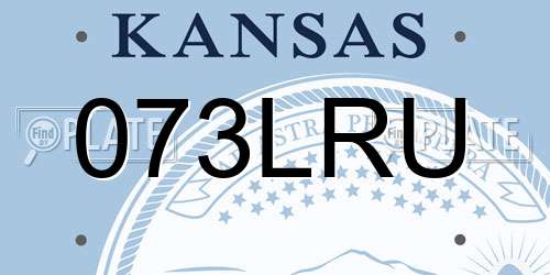 073LRU Kansas License Plate