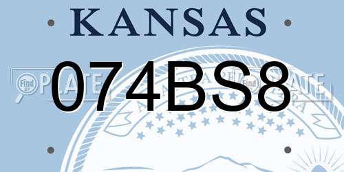 074BS8 Kansas License Plate