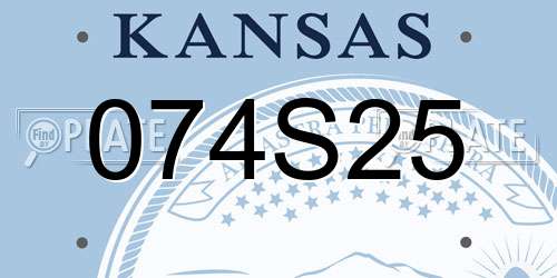 074S25 Kansas License Plate