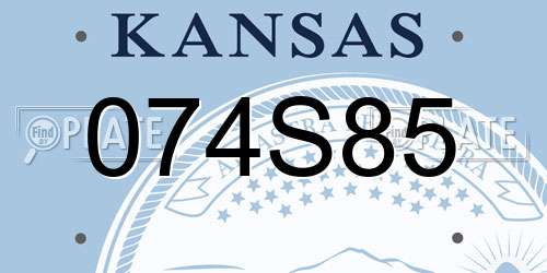 074S85 Kansas License Plate
