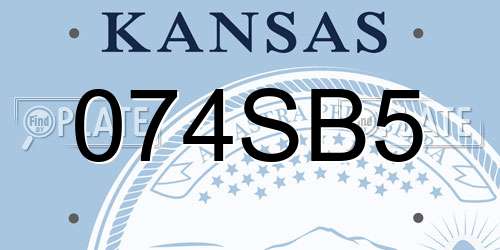 074SB5 Kansas License Plate