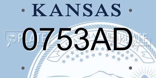0753AD Kansas License Plate