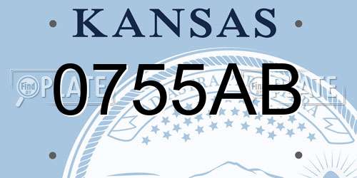 0755AB Kansas License Plate