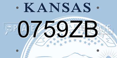 0759ZB Kansas License Plate