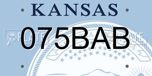 075BAB Kansas License Plate