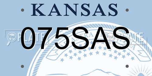 075SAS Kansas License Plate
