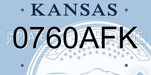 0760AFK Kansas License Plate