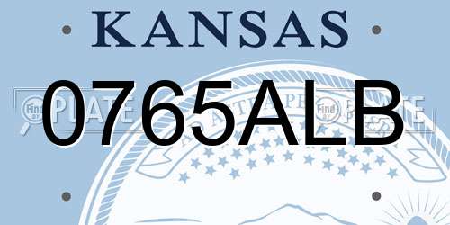 0765ALB Kansas License Plate